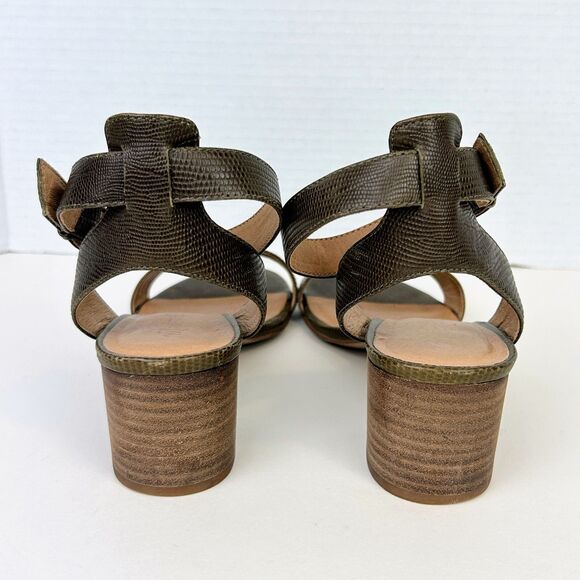 Madewell Alice Strappy Sandal Block Heels Leather Brown Croc Embossed Women's 8 - Picture 7 of 11